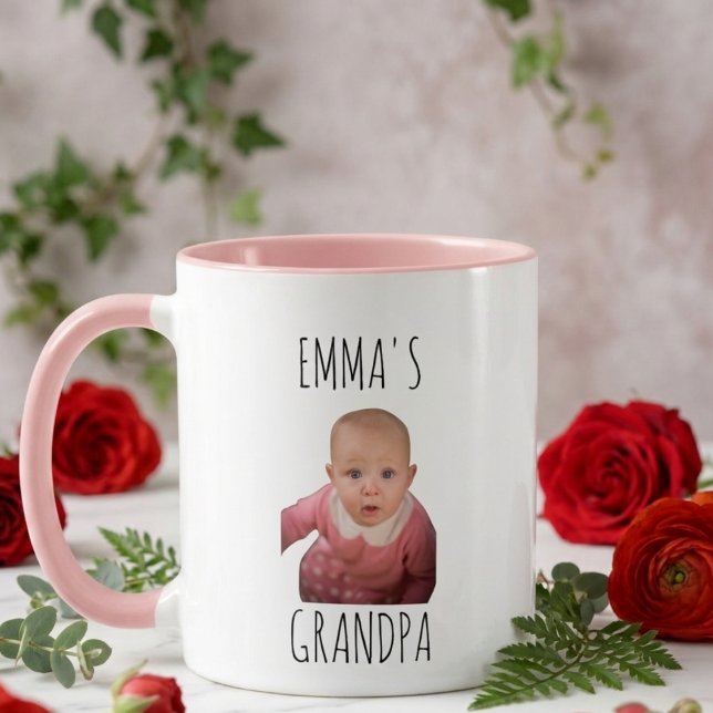 Custom Baby Face Baby Photo Christmas Grandpa  Mug (Creator Uploaded)