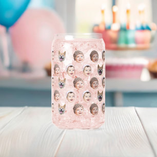 Custom Baby Face, Custom Family 3 Photos Can Glass
