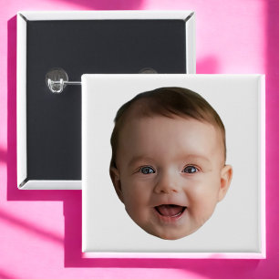 Custom Baby Face, Funny custom photo 2 Inch Square Button