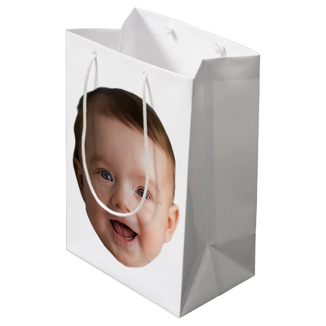 Custom Baby Face, Funny custom photo Medium Gift Bag (Back Angled)