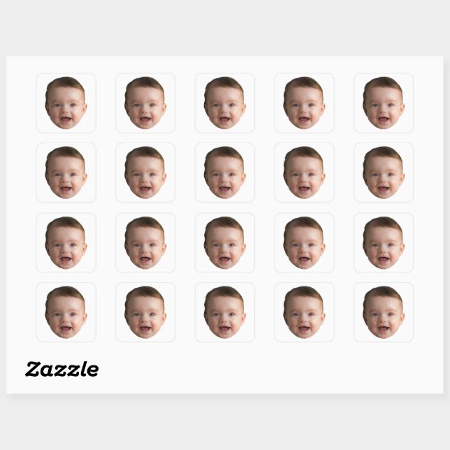 Custom Baby Face, Funny custom photo Square Sticker (Sheet)