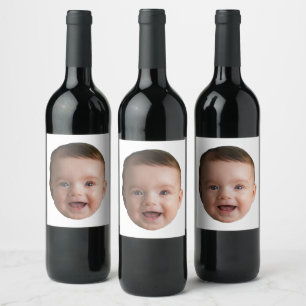 Custom Baby Face, Funny custom photo Wine Label
