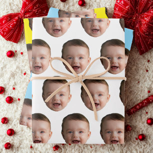 Custom Baby Face, Funny custom photo Wrapping Paper Sheet