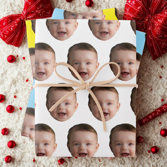 Custom Baby Face, Funny custom photo Wrapping Paper Sheet (Creator Uploaded)