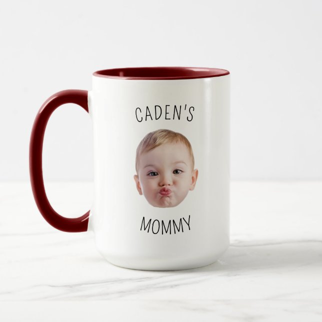 Custom Baby Face Gift for Mom Birthday Same Day Mug (Left)