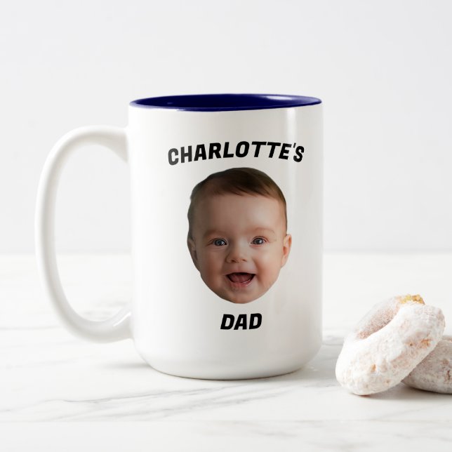 Custom Baby Face Mug, Custom New Dad Mug (With Donut)