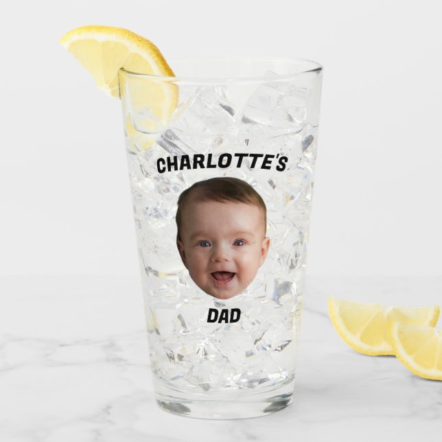 Custom Baby Face Mug, Custom New Dad Mug Glass (Front Ice)