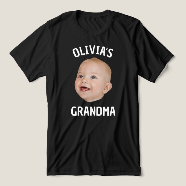 Custom Baby Face Personalized Child Photo Dad Mom Tri-Blend Shirt (Design Front)