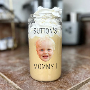 Custom Baby Face Photo Mom Dad B-day Personalized Can Glass