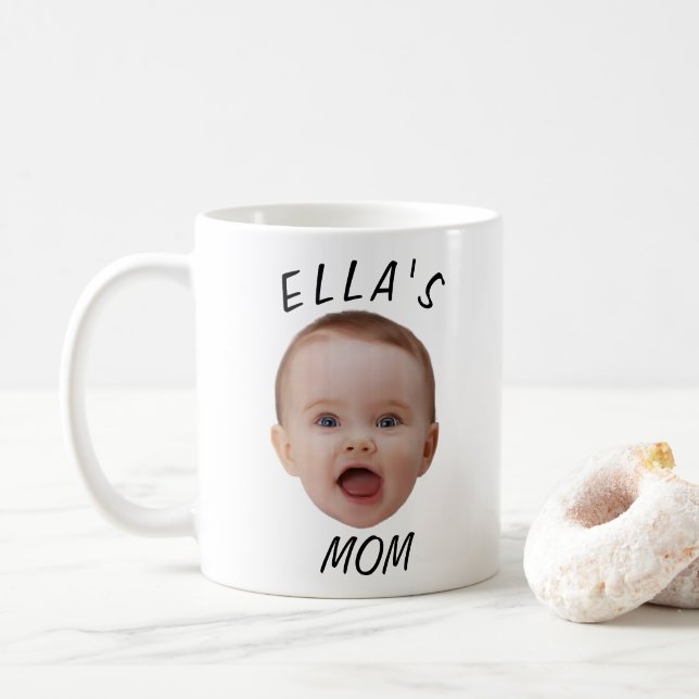 Custom Baby Face Photo Mom Gift Coffee Mug (With Donut)