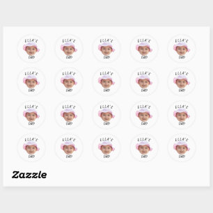 Custom Baby Face Photo New Dad Classic Round Sticker