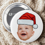 Custom Baby Face Photo Santa Hat Christmas 2 Inch Round Button<br><div class="desc">Custom Baby Face Photo Santa Hat Christmas button</div>