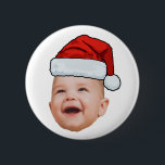 Custom Baby Face Photo Santa Hat Christmas 2 Inch Round Button<br><div class="desc">Custom Baby Face Photo Santa Hat Christmas button</div>