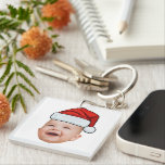 Custom Baby Face Photo Santa Hat Christmas Keychain<br><div class="desc">Custom Baby Face Photo Santa Hat Christmas Keychain</div>