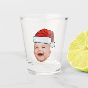 Custom Baby Face Photo Santa Hat Christmas Shot Glass