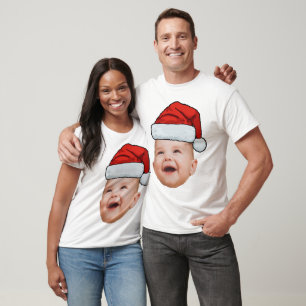 Custom Baby Face Photo Santa Hat Christmas T-Shirt