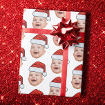 Custom Baby Face Photo Santa Hat Christmas White Wrapping Paper<br><div class="desc">Custom Baby Face Photo Santa Hat Christmas White Wrapping Paper</div>