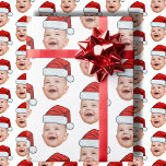 Custom Baby Face Photo Santa Hat Christmas Wrapping Paper<br><div class="desc">Custom Baby Face Photo Santa Hat Christmas Wrapping Paper</div>