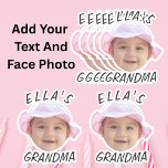 Custom Baby Face Photo Text Grandma<br><div class="desc">Custom Baby Face Photo Text Grandma, Replace the face with your favourite photo (make sure to crop as much to the face as possible and use an app to remove the background) and personalize this funny face gift with your kid, husband, or boyfriend on it! Also a fun and unique...</div>