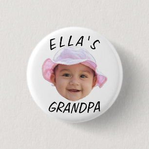 Custom Baby Face Photo Text Grandpa 1 Inch Round Button