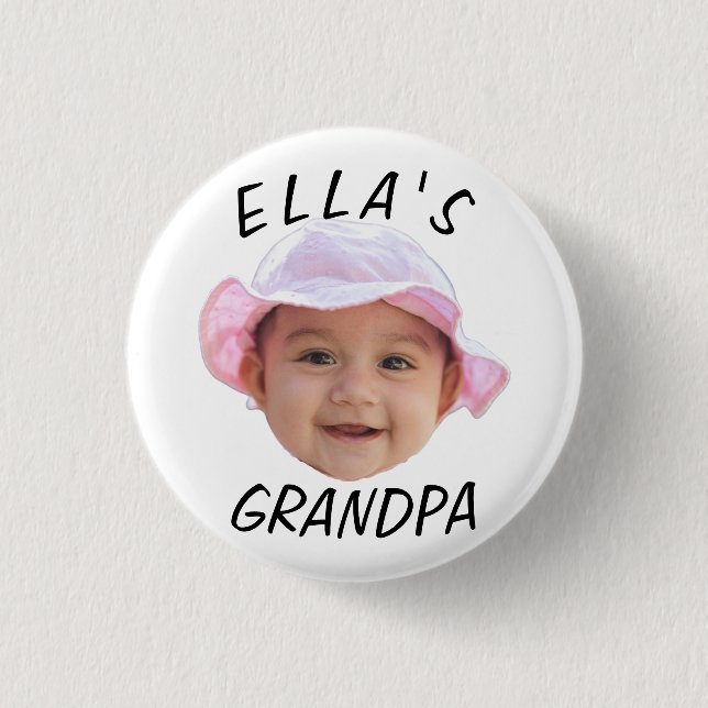 Custom Baby Face Photo Text Grandpa 1 Inch Round Button (Front)