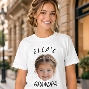 Custom Baby Face Photo Text Grandpa T-Shirt