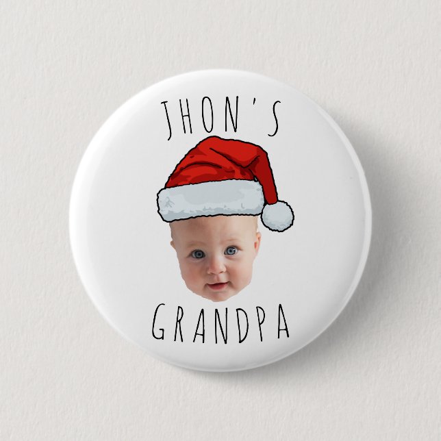 Custom Baby Face Santa Hat Christmas Photo 2 Inch Round Button (Front)