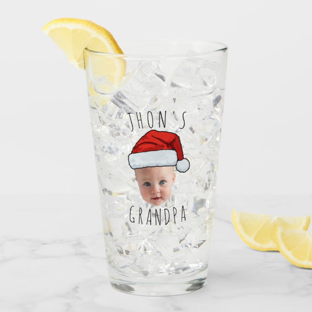 Custom Baby Face Santa Hat Christmas Photo Glass (Front Ice)