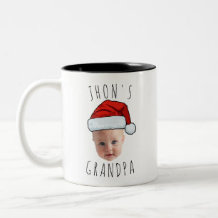 Custom Baby Face Santa Hat Christmas Photo Two-Tone Coffee Mug