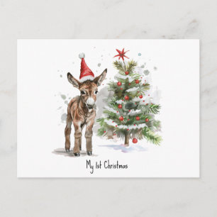 Custom Baby First Christmas Tree and Donkey Postcard