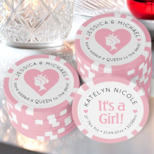 Custom Baby Girl Announcement Personalized Poker Chips
