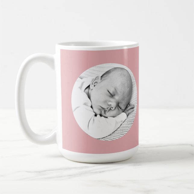 custom baby girl birth announcement coffee mug (Left)