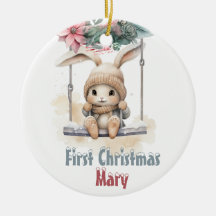Custom Baby Girl First Christmas Ornament