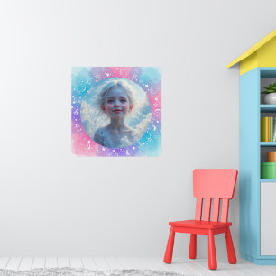 Custom Baby Girl – Pastel Watercolor Stars & Moon Poster