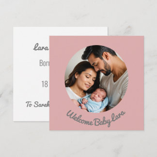 custom baby girl pink, welcome birth announcement