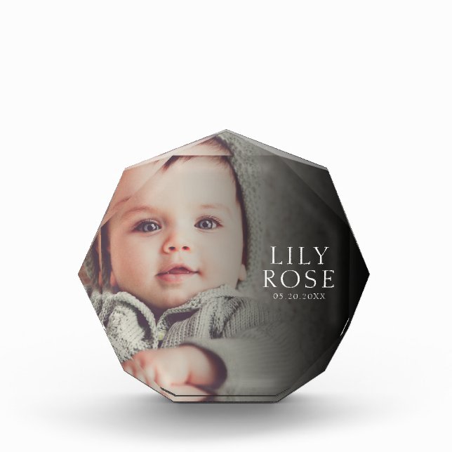 Custom Baby Name Birthdate Photo Block (Front)