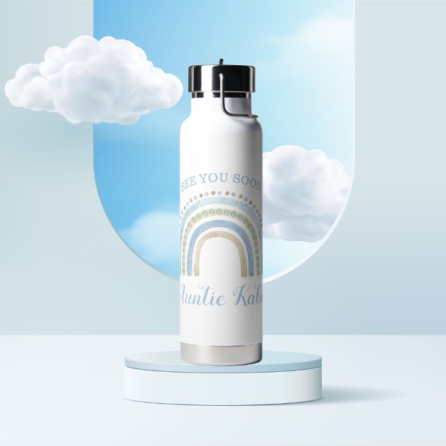 Custom Baby Name Blue Rainbow Water Bottle (Creator Uploaded)