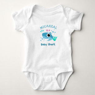 Custom Baby Name Blue Shark T-shirt Bodysuit