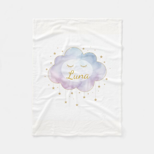Custom Baby Name Lavender WatercolorFleece Blanket (Front)