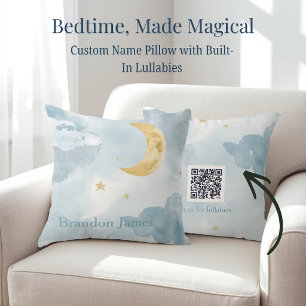 Custom Baby Name Nursery Pillow with QR Code Music