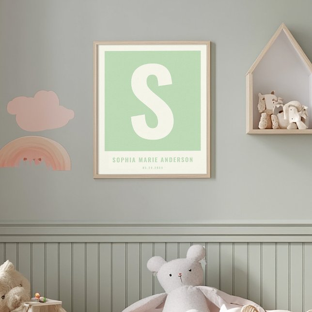 Custom Baby Name Nursery Wall Decor Monogram Print (Creator Uploaded)