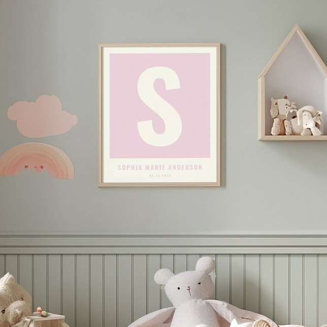 Custom Baby Name Nursery Wall Decor Monogram Print (Creator Uploaded)