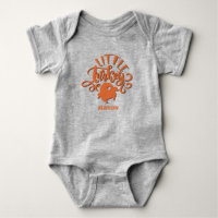 Custom Baby Name Orange Little Turkey Thanksgiving