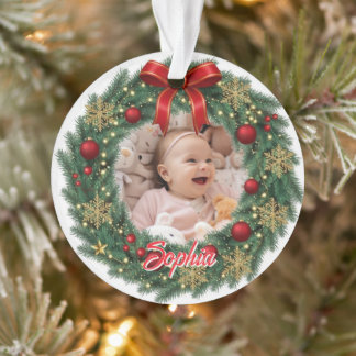 Custom Baby Name, Photo Xmas Ornament