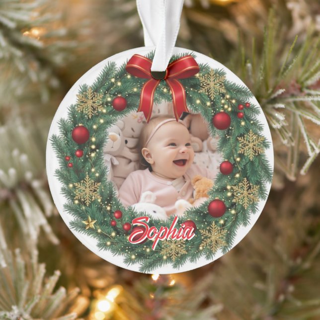 Custom Baby Name, Photo Xmas Ornament (Arbre)