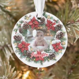 Custom Baby Name, Photo Xmas Ornament