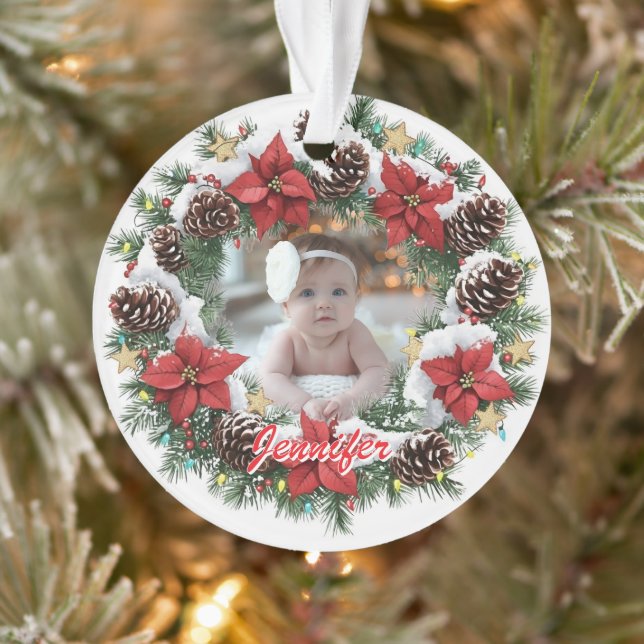 Custom Baby Name, Photo Xmas Ornament (Arbre)