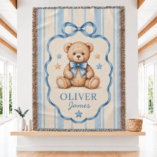 Custom Baby Name Woven Throw Blanket