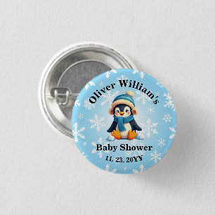 Custom Baby Penguin Baby Shower Button
