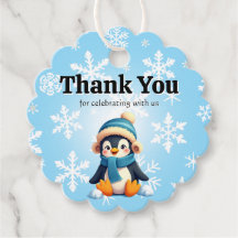 Custom baby Penguin Thank You Favour Tags